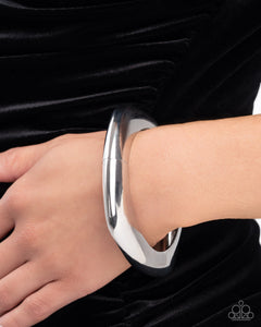 Rounded Reflection - Silver Square Hinge Bracelet - Paparazzi - 2025 Convention Exclusive
