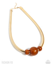 Load image into Gallery viewer, Sleek Shift - Gold Chain Brown Acrylic Bead Short Necklace - Paparazzi - Fashion Fix September 2025
