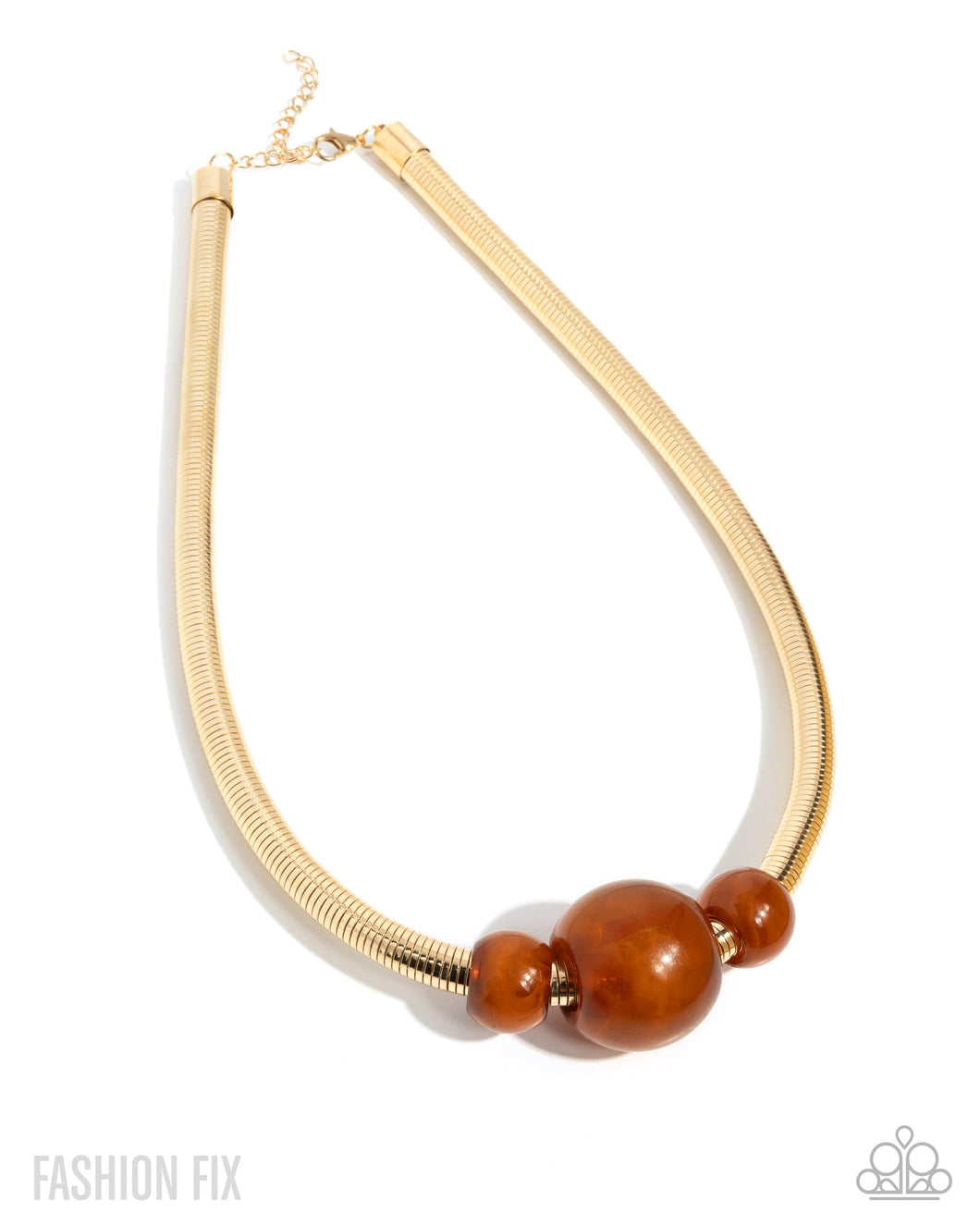 Sleek Shift - Gold Chain Brown Acrylic Bead Short Necklace - Paparazzi - Fashion Fix September 2025