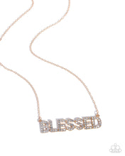 Load image into Gallery viewer, Blessed Benefit - Gold White Rhinestone Short Necklace - Paparazzi
