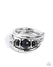 Load image into Gallery viewer, Natural Note - Black Stone Silver Stretchy Bracelet Stack - Paparazzi

