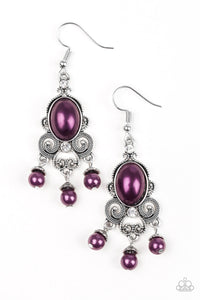 PAPARAZZI VINTAGE VAULT "I BETTER GET GLOWING" PURPLE EARRINGS