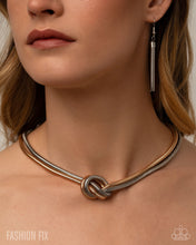 Load image into Gallery viewer, Industrial Chic - Multi Silver and Gold Snake Chain Knotted Short Necklace - Paparazzi - Fashion Fix April 2026
