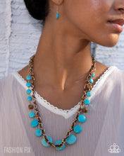 Load image into Gallery viewer, Playful Progression - Gold Turquoise Brown Bead Layered Short Necklace - Paparazzi - Fashion Fix April 2026
