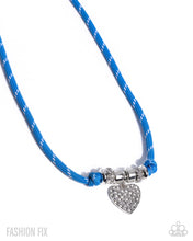 Load image into Gallery viewer, Giddy Getaway - Blue Cord Silver Heart Short Necklace - Paparazzi - Fashion Fix April 202
