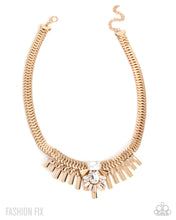 Load image into Gallery viewer, Over The Top Opulence - Gold Franco Chain White Gem Short Necklace - Paparazzi - Fashion Fix April 2026
