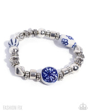 Load image into Gallery viewer, Luxury Travel - Blue Ceramic Bead Silver Stretchy Bracelet - Paparazzi - Fashion Fix April 2026
