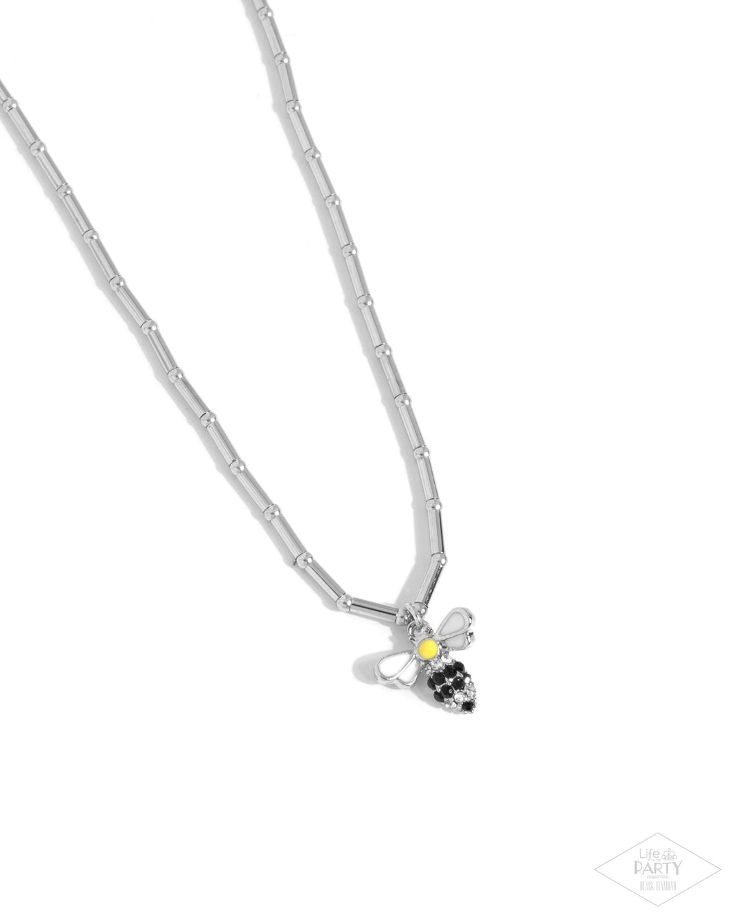 Bees Knees - Yellow Bee Charm Silver Necklace - Paparazzi - Mandy's 2024 Black Diamond Encore
