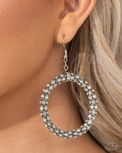 Load image into Gallery viewer, Breathtaking Beacon - White Rhinestone Silver Circle Earrings - Paparazzi - Life of the Party April 2025

