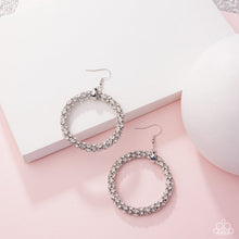 Load image into Gallery viewer, Breathtaking Beacon - White Rhinestone Silver Circle Earrings - Paparazzi - Life of the Party April 2025
