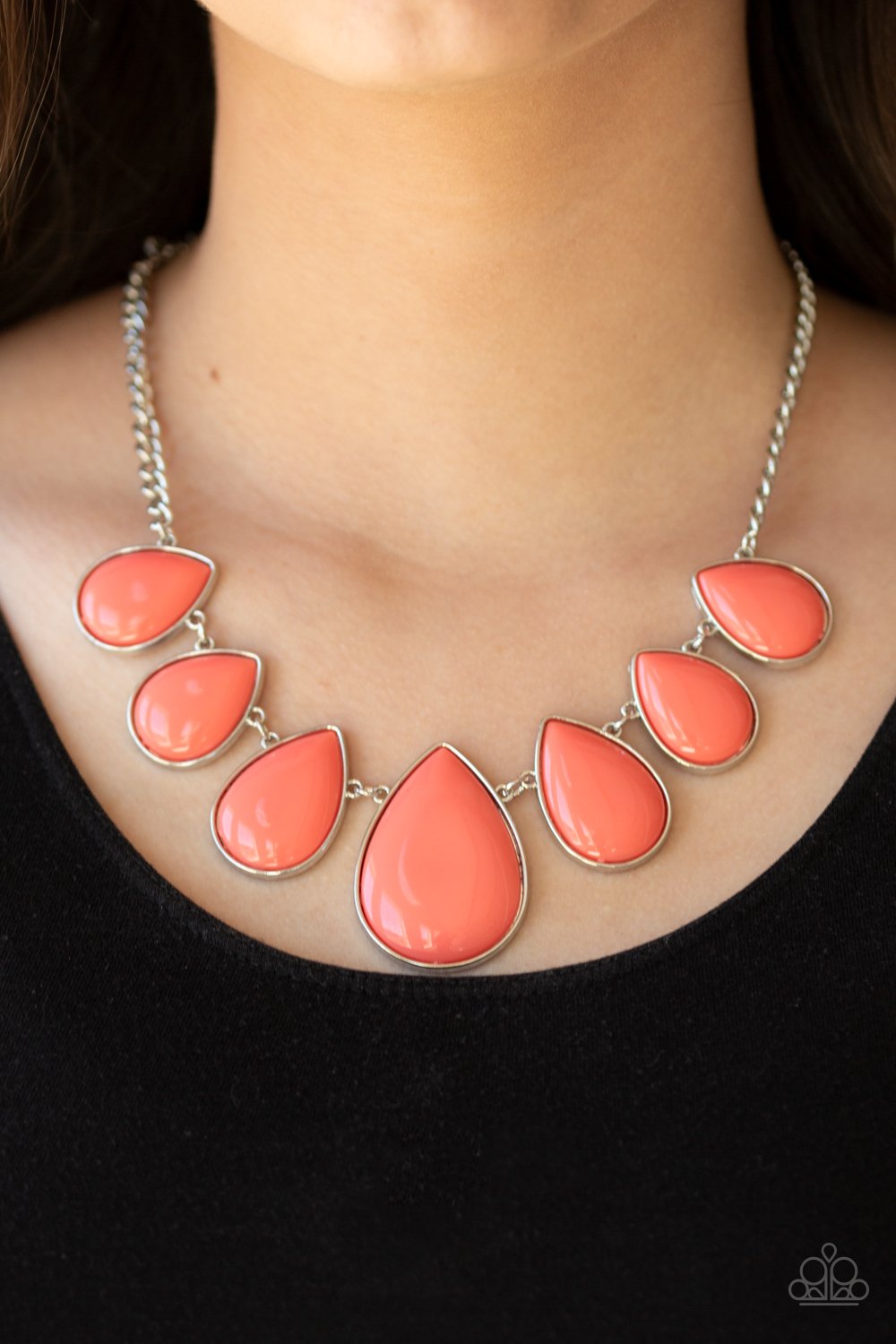 Drop Zone - Coral Orange Necklace