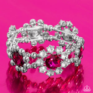 Pact of Petals Pink Rhinestone Floral Stretchy Bracelet