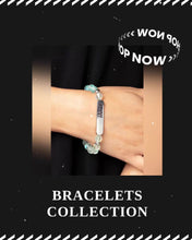 Load and play video in Gallery viewer, BORN BLESSED - MULTI BLUE STONE SILVER &quot;BLESSED&quot; STRETCHY BRACELET - PAPARAZZI
