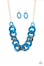 Load image into Gallery viewer, &quot;I HAVE A HAUTE DATE&quot; BLUE ACRYLIC FAUX MARBLE GOLD CHAIN NECKLACE - Barbara Towles Masterson&#39;s Store
