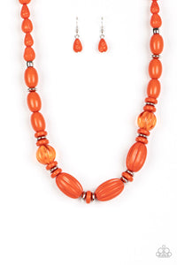 HIGH ALERT - ORANGE AND SILVER BEAD NECKLACE - Barbara Towles Masterson's Store