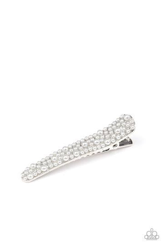 Wish You Were HAIR - White Pearl Silver Frame Hair Clip - Barbara Towles Masterson's Store