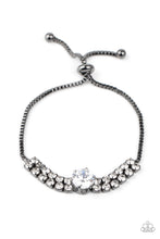 Load image into Gallery viewer, GORGEOUSLY GLITZY - BLACK GUNMETAL BOX CHAIN WHITE RHINESTONE SLIDE BRACELET - Barbara Towles Masterson&#39;s Store
