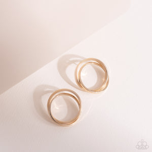 Always In The Loop - Gold Paparazzi Earrings