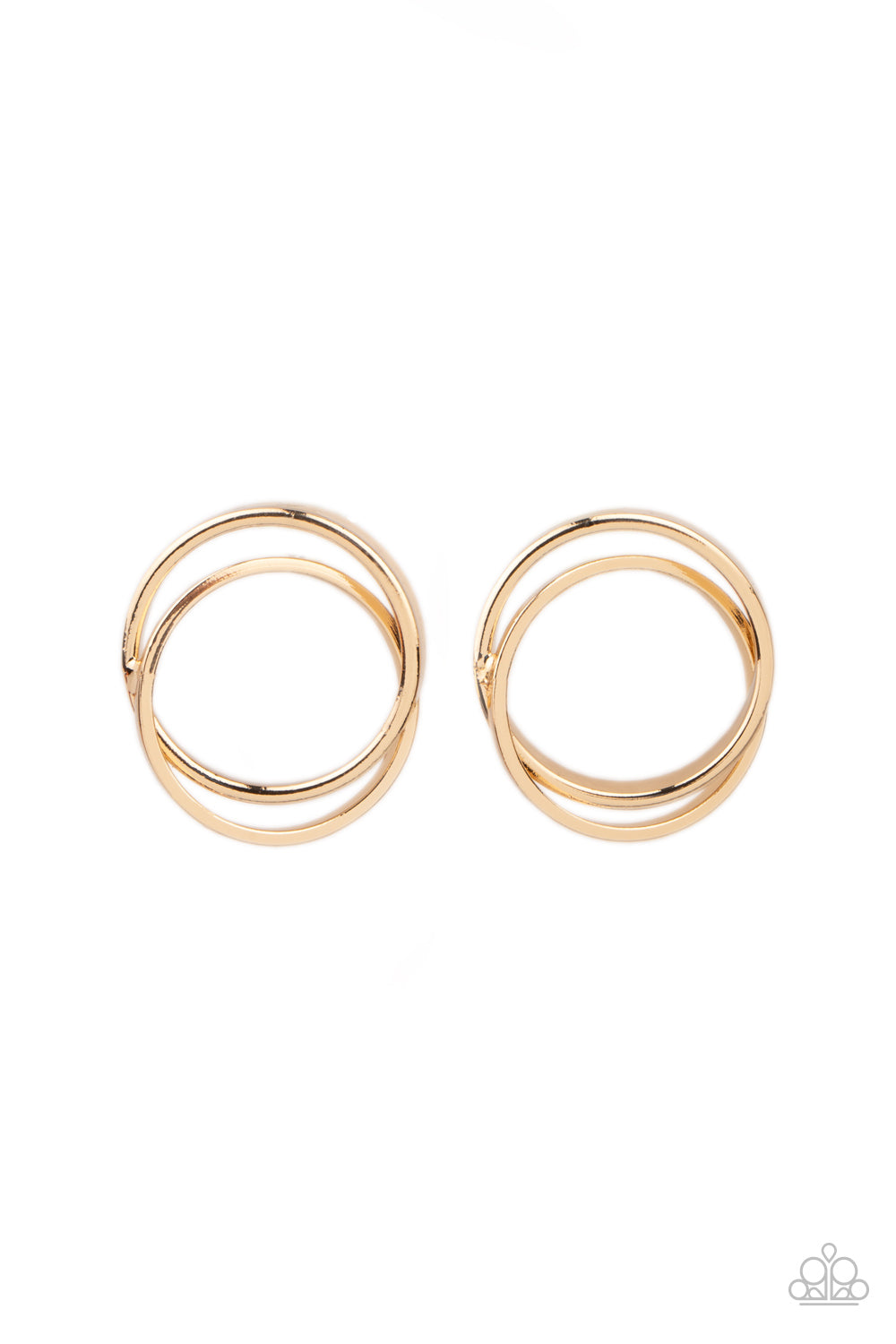 Always In The Loop - Gold Paparazzi Earrings