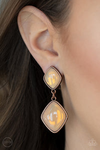 Double Dipping Diamonds - Copper Earrings - Clip Paparazzi