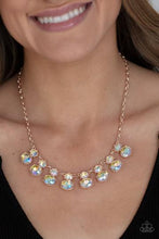 Load image into Gallery viewer, COSMIC COUNTESS - ROSE GOLD IRIDESCENT RHINESTONE NECKLACE - PAPARAZZI - LIFE OF THE PARTY JULY 2021 - Barbara Towles Masterson&#39;s Store
