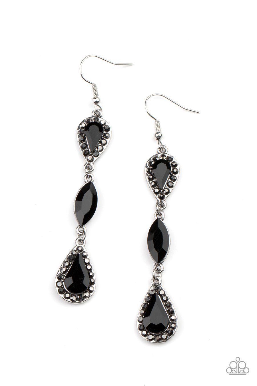 TEST OF TIMELESS - BLACK GEM TEARDROP SILVER EARRINGS - Barbara Towles Masterson's Store