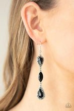 Load image into Gallery viewer, TEST OF TIMELESS - BLACK GEM TEARDROP SILVER EARRINGS - Barbara Towles Masterson&#39;s Store
