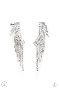 Thunderstruck Sparkle - White Paparazzi Earrings