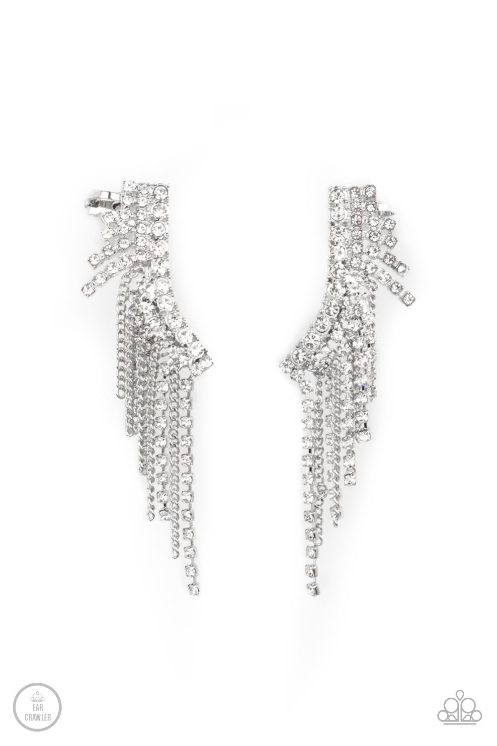 Thunderstruck Sparkle - White Paparazzi Earrings