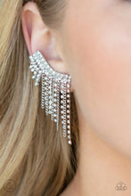 Load image into Gallery viewer, Thunderstruck Sparkle - White Paparazzi Earrings
