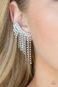 Thunderstruck Sparkle - White Paparazzi Earrings