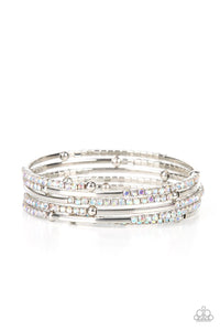 CAMERA SHY SIMMER - MULTI - IRIDESCENT RHINESTONE SILVER COIL BRACELET - LIFE OF THE PARTY NOVEMBER 2021 EXCLUSIVE - Barbara Towles Masterson's Store