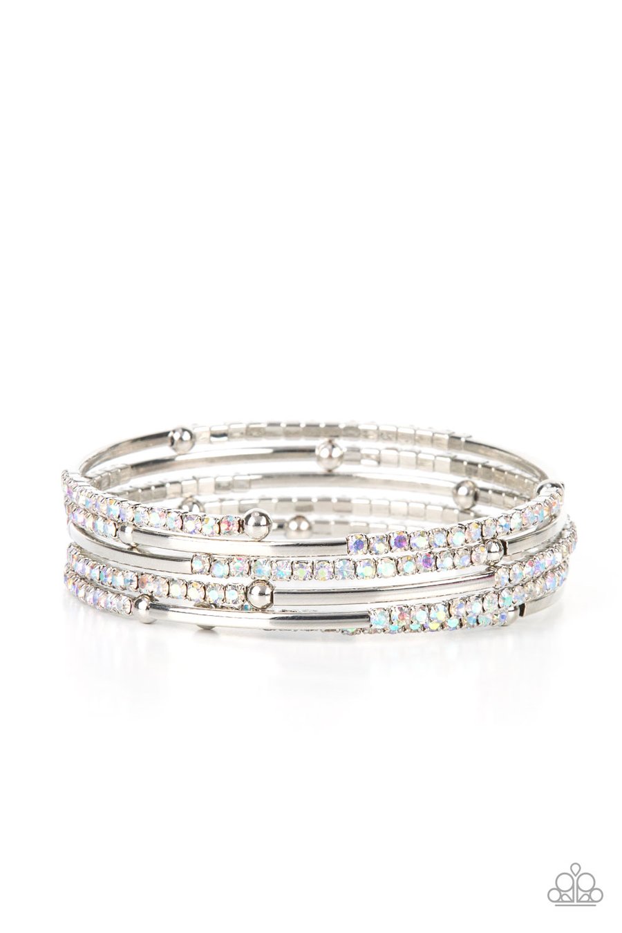 CAMERA SHY SIMMER - MULTI - IRIDESCENT RHINESTONE SILVER COIL BRACELET - LIFE OF THE PARTY NOVEMBER 2021 EXCLUSIVE - Barbara Towles Masterson's Store