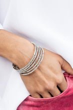 Load image into Gallery viewer, CAMERA SHY SIMMER - MULTI - IRIDESCENT RHINESTONE SILVER COIL BRACELET - LIFE OF THE PARTY NOVEMBER 2021 EXCLUSIVE - Barbara Towles Masterson&#39;s Store
