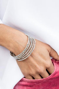CAMERA SHY SIMMER - MULTI - IRIDESCENT RHINESTONE SILVER COIL BRACELET - LIFE OF THE PARTY NOVEMBER 2021 EXCLUSIVE - Barbara Towles Masterson's Store