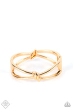 Load image into Gallery viewer, KNOT MY FIRST RODEO - GOLD HINGED BRACELET - PAPARAZZI FASHION FIX JUNE 2022

