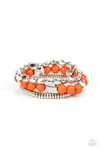Load image into Gallery viewer, TOUR DE TOURIST - ORANGE AND SILVER BEAD STRETCHY BRACELET - Barbara Towles Masterson&#39;s Store
