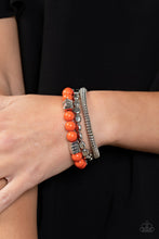Load image into Gallery viewer, TOUR DE TOURIST - ORANGE AND SILVER BEAD STRETCHY BRACELET - Barbara Towles Masterson&#39;s Store
