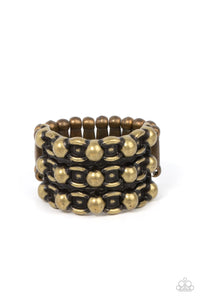Dauntless Demeanor - Brass Paparazzi Ring