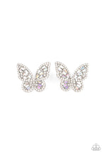 Load image into Gallery viewer, SMOOTH LIKE FLUTTER - MULTI IRIDESCENT RHINESTONE SILVER BUTTERFLY POST EARRINGS - PAPARAZZI
