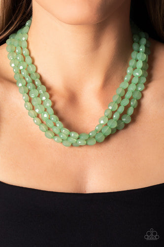 BOUNDLESS BLISS - GREEN OPAQUE BEAD LAYERED NECKLACE - Barbara Towles Masterson's Store