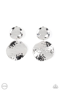 Rush Hour - Silver Paparazzi Clip-On Earrings