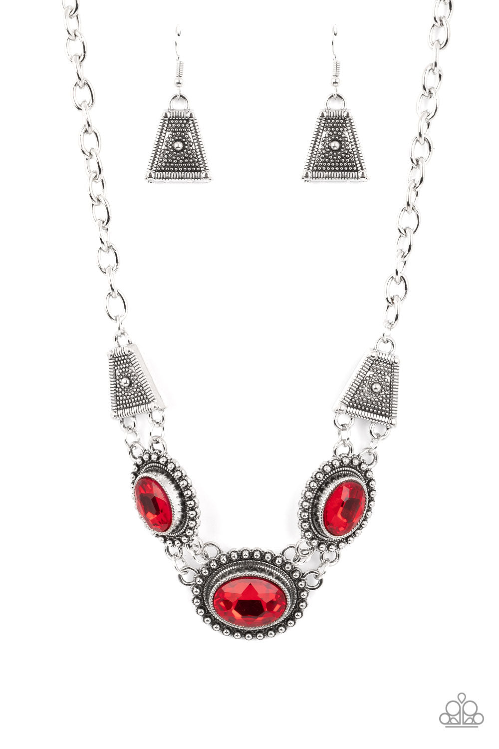 Textured TRAPEZOID - Red Paparazzi Necklace