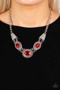 Textured TRAPEZOID - Red Paparazzi Necklace