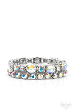 Load image into Gallery viewer, SPLENDID STACK - MULTI IRIDESCENT GEM SILVER STRETCHY BRACELET SET - EMPIRE DIAMOND EXCLUSIVE - PAPARAZZI
