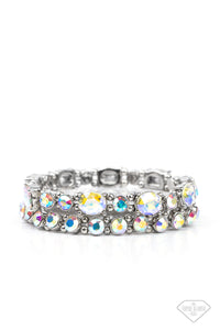 SPLENDID STACK - MULTI IRIDESCENT GEM SILVER STRETCHY BRACELET SET - EMPIRE DIAMOND EXCLUSIVE - PAPARAZZI