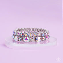 Load image into Gallery viewer, SPLENDID STACK - MULTI IRIDESCENT GEM SILVER STRETCHY BRACELET SET - EMPIRE DIAMOND EXCLUSIVE - PAPARAZZI

