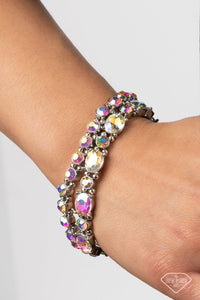 SPLENDID STACK - MULTI IRIDESCENT GEM SILVER STRETCHY BRACELET SET - EMPIRE DIAMOND EXCLUSIVE - PAPARAZZI