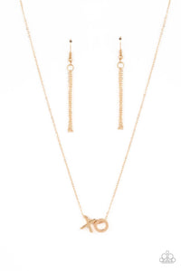 Hugs and Kisses - Gold Paparazzi Necklace