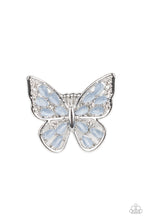 Load image into Gallery viewer, FLYING FASHIONISTA - BLUE BEAD SILVER BUTTERFLY RING - PAPARAZZI
